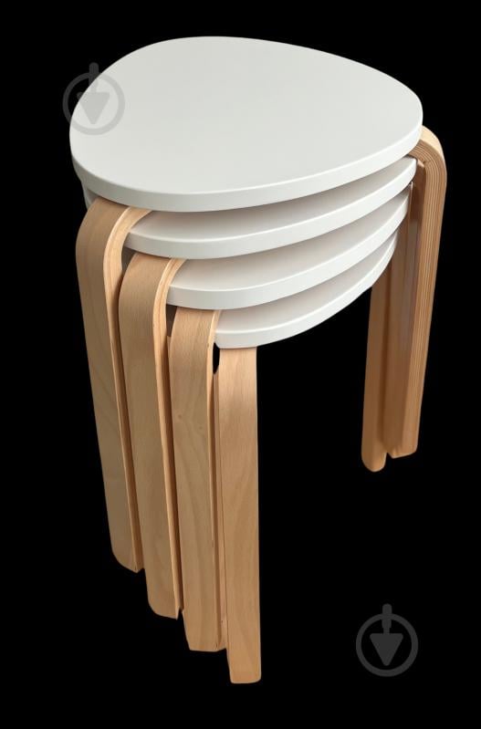 Табурет дерев’яний SOL білий / бук - фото 3