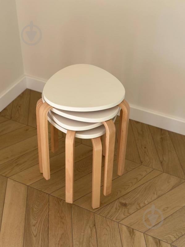 Табурет дерев’яний SOL білий / бук - фото 7