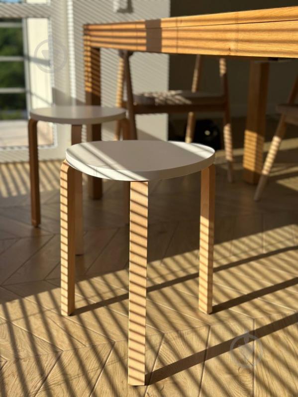 Табурет дерев’яний SOL білий / бук - фото 8