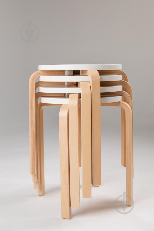 Табурет деревянный Scandi белый / бук - фото 2 Табурет деревянный Scandi белый / бук - фото 2