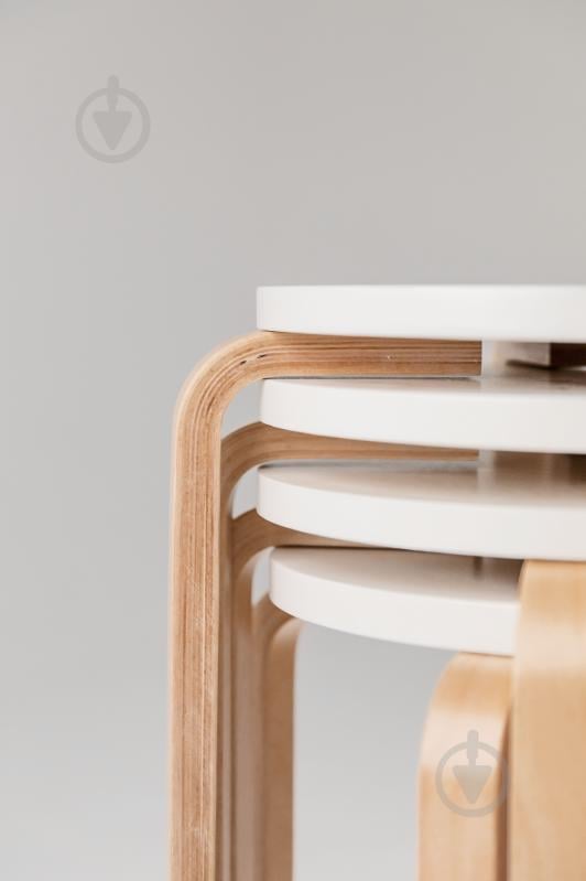 Табурет деревянный Scandi белый / бук - фото 3 Табурет деревянный Scandi белый / бук - фото 3
