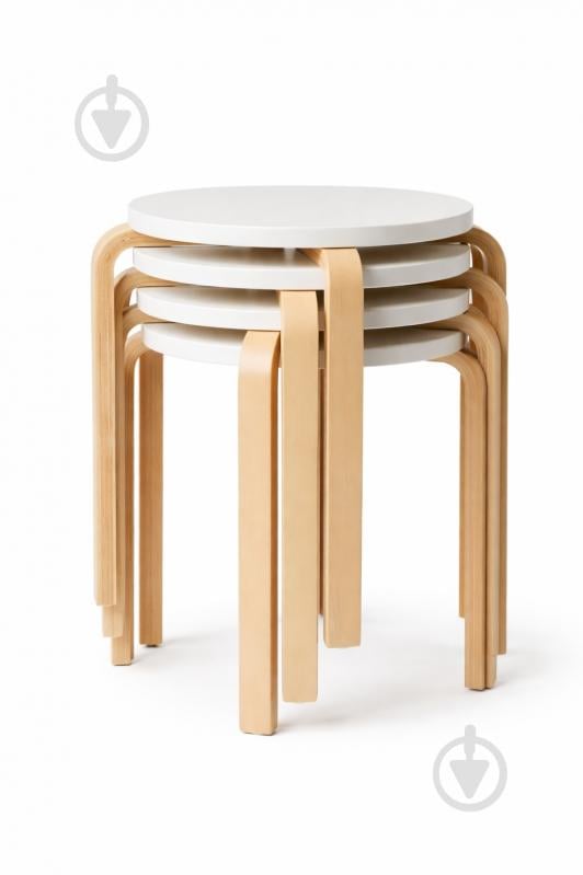 Табурет дерев’яний Scandi білий / бук - фото 2 Табурет дерев’яний Scandi білий / бук - фото 2