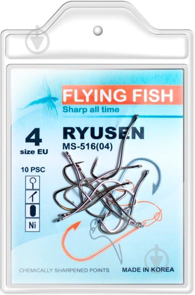 Крючок Flying Fish рыболовный RYUSEN №12 0,043 г 10 шт. MS-516(12) - фото 2