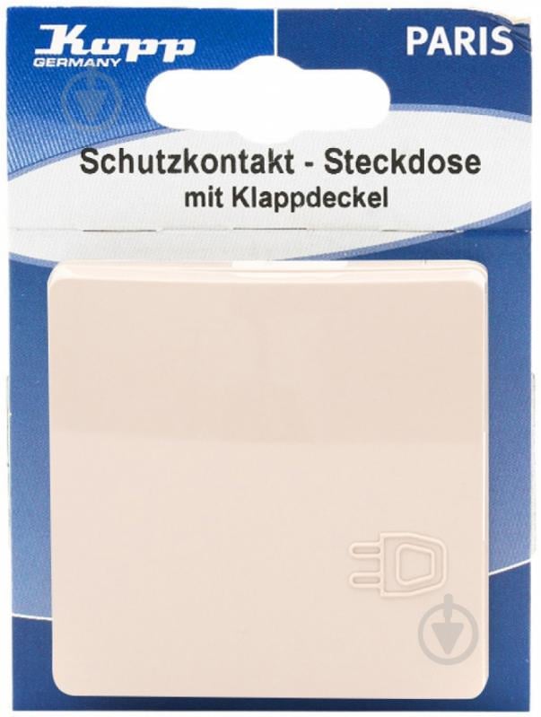 Розетка вологозахищена із заземленням Kopp Paris 16 А 250 В без шторок з кришкою кремовий 920802069 - фото 4