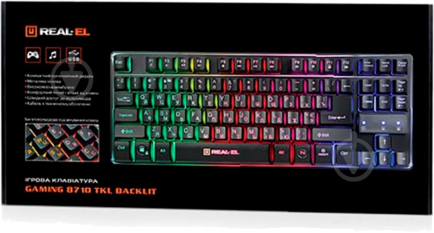 Клавиатура Real-el (8710 Gaming TKL Backlit, black) - фото 8