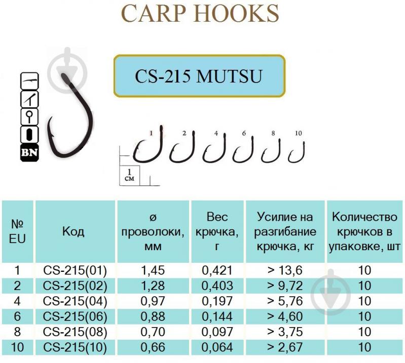 Крючок Flying Fish MUTSU №2 20 г 10 шт. CS-215(02) - фото 2