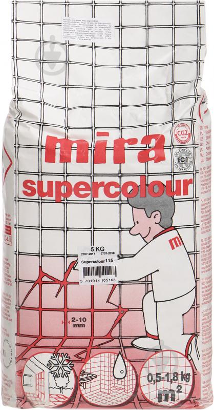 Затирка для плитки Mira Supercolour 115 5 кг серебристо-серый - фото 1