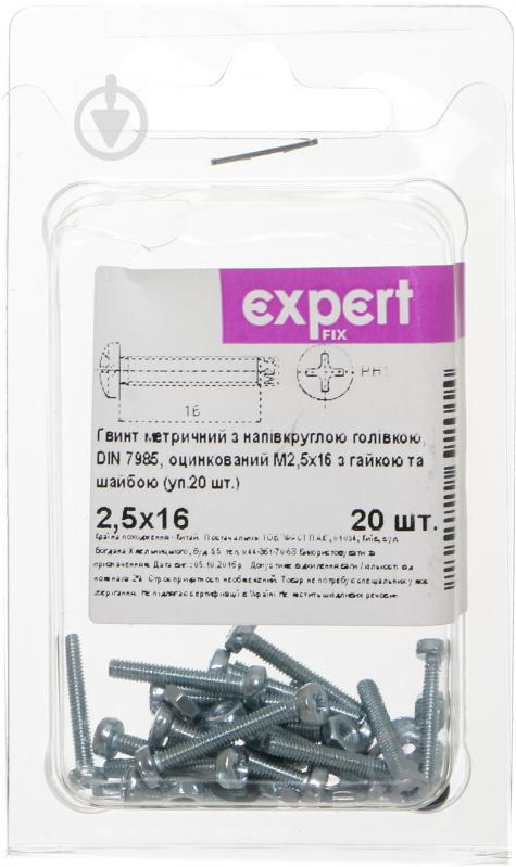 Гвинт з напівкруглою головкою М2,5х16 мм Expert Fix DIN 7985 20 шт. - фото 2