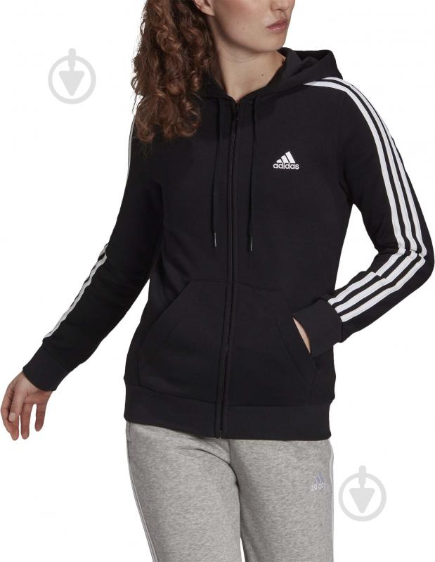 Джемпер Adidas W 3S FL FZ HD GM5567 р. 2XL чорний - фото 1