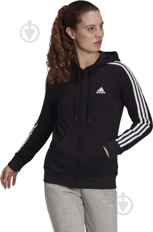 Джемпер Adidas W 3S FL FZ HD GM5567 р. 2XL чорний - фото 2