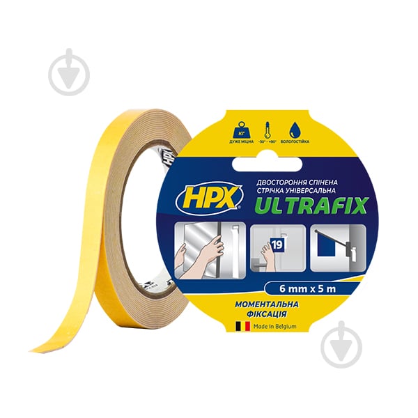 Монтажна двостороння стрічка HPX Ultrafix для моментальної фіксації DSU0605 6x1 мм 5 м білий - фото 1