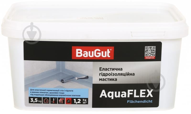 Мастика акриловая BauGut Еластична гідроізоляціяйна мастика AquaFlex 3,5 кг 2 л - фото 1