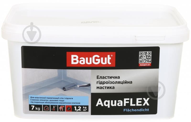 Мастика акрилова BauGut Еластична гідроізоляціяйна мастика AquaFlex 7 кг 5 л - фото 1