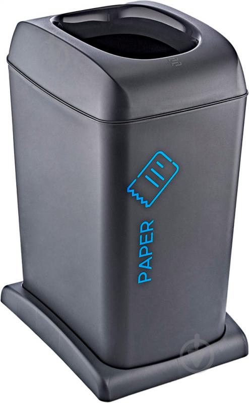 Відро для сміття TURAN PLASTIK з підставкою Recycling 273х373х530 мм 40 л антрацит TRN-197 - фото 1
