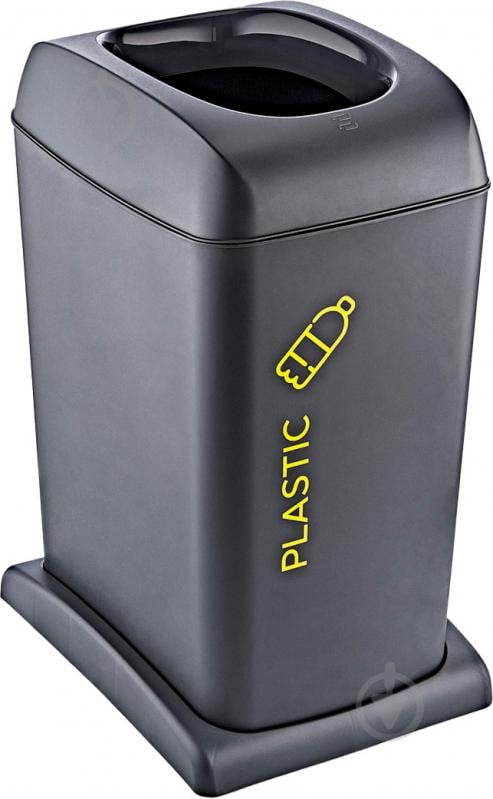 Відро для сміття TURAN PLASTIK з підставкою Recycling 273х373х530 мм 40 л антрацит TRN-197 - фото 2