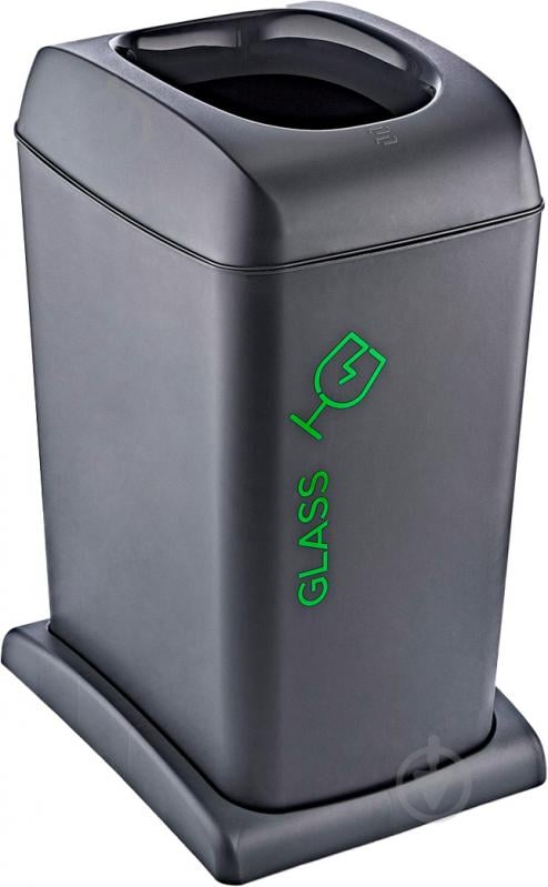 Відро для сміття TURAN PLASTIK з підставкою Recycling 273х373х530 мм 40 л антрацит TRN-197 - фото 3