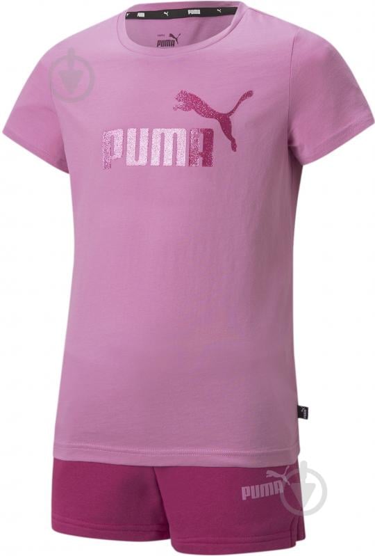 Комплект детской одежды Puma Logo Tee & Shorts Set 84693615 р.164 розовый - фото 1