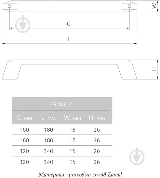 Меблева ручка скоба Cosma M 12968.320 (21823) 320 мм матовий нікель - фото 4