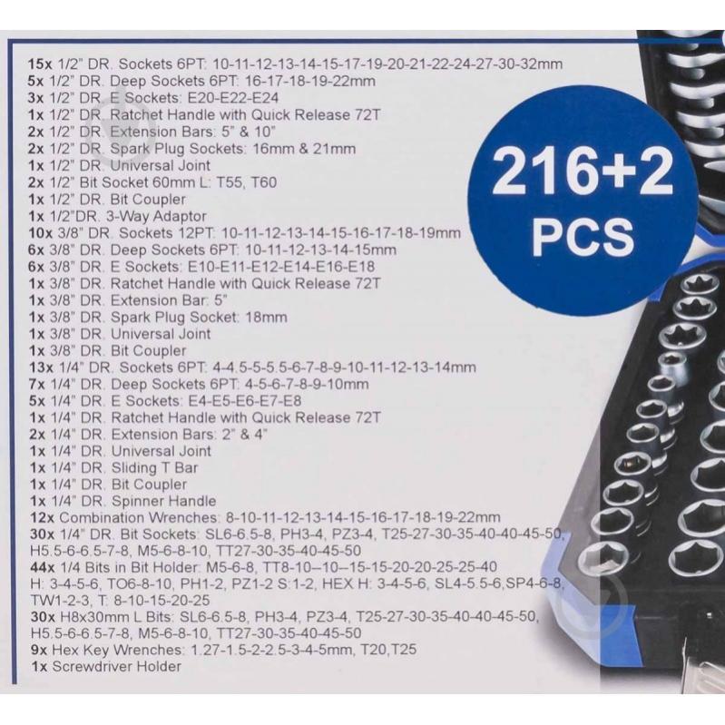 Набор ручного инструмента Scheppach 1/4'', 3/8'', 1/2''(6гр.) (4-32мм) 218 шт. SCH-38841+2 - фото 5 Набор ручного инструмента Scheppach 1/4'', 3/8'', 1/2''(6гр.) (4-32мм) 218 шт. SCH-38841+2 - фото 5
