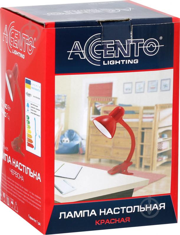 Настільна лампа офісна Accento lighting 1x40 Вт E27 червоний ALH-T-RD-HD2425 - фото 5