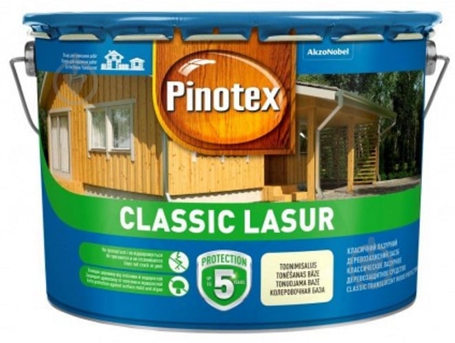 Деревозащитное средство Pinotex Classic Lasur бесцветный мат 10 л - фото 1