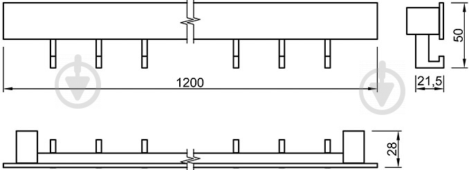 Рейлинг кухонный Cosma Piano 2.0 L-1200 мм 53485 черный - фото 4