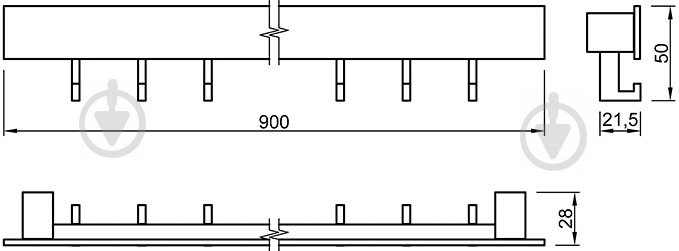 Рейлинг кухонный Cosma Piano 2.0 L-900 мм 53484 черный - фото 4