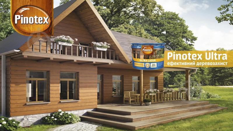 Деревозахисний засіб Pinotex Ultra Lasur безбарвний глянець 3 л - фото 2