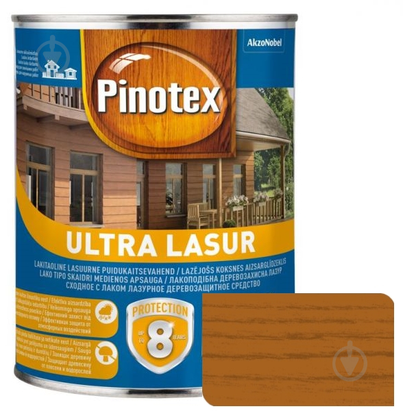 Деревозащитное средство Pinotex Ultra Lasur орегон глянец 1 л - фото 1