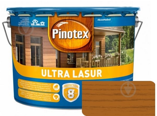 Деревозащитное средство Pinotex Ultra Lasur орегон глянец 10 л - фото 1