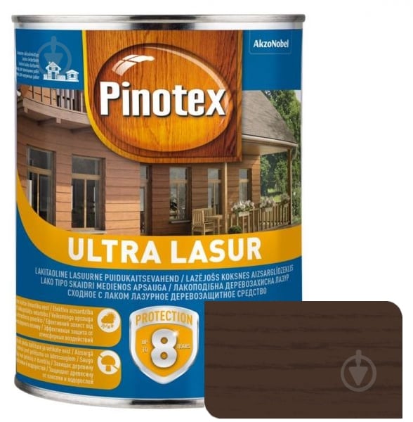 Деревозащитное средство Pinotex Ultra Lasur орех глянец 1 л - фото 1