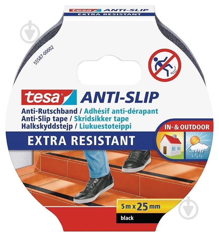 Лента против скольжения TESA Extra Resistant черная 25 мм 5 м - фото 1