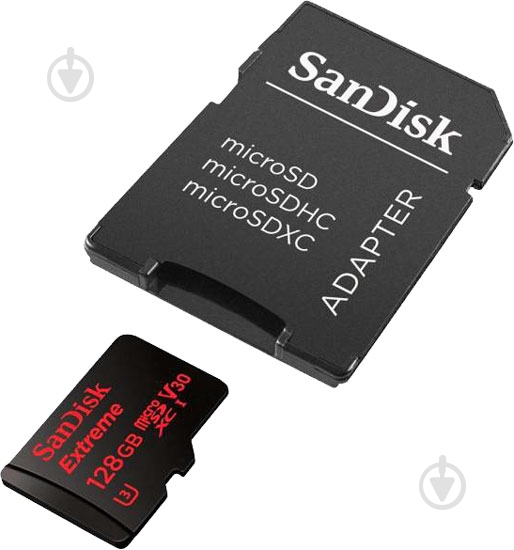 Карта памяти SanDisk microSD/microSDHC/microSDXC 128 ГБ UHS-I Class 3 (U3) R100/W90MB/s 4K Extreme + SD (SDSQXAF-128G-GN6MA) - фото 2 Карта памяти SanDisk microSD/microSDHC/microSDXC 128 ГБ UHS-I Class 3 (U3) R100/W90MB/s 4K Extreme + SD (SDSQXAF-128G-GN6MA) - фото 2