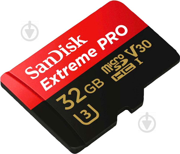 Карта памяти SanDisk microSD/microSDHC/microSDXC 32 ГБ UHS-I Class 3 (U3) V30 A1 R100/W90MB/s 4K Extreme Pro + SD (SDSQXCG-032G-GN6MA) - фото 2