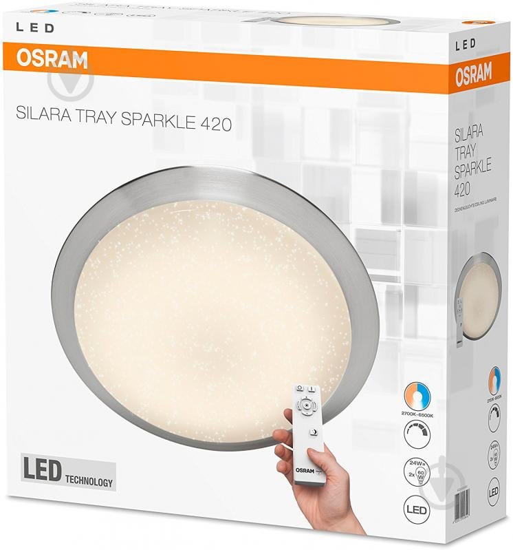 Светильник светодиодный Osram Silara Tray Sparkle + пульт ДУ 24 Вт матовый никель 2700-6500 К - фото 3