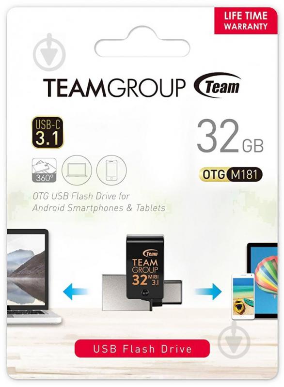 Флеш-пам'ять Team Group OTG M181 32 ГБ USB 3.1 black (TM181332GB01) - фото 6