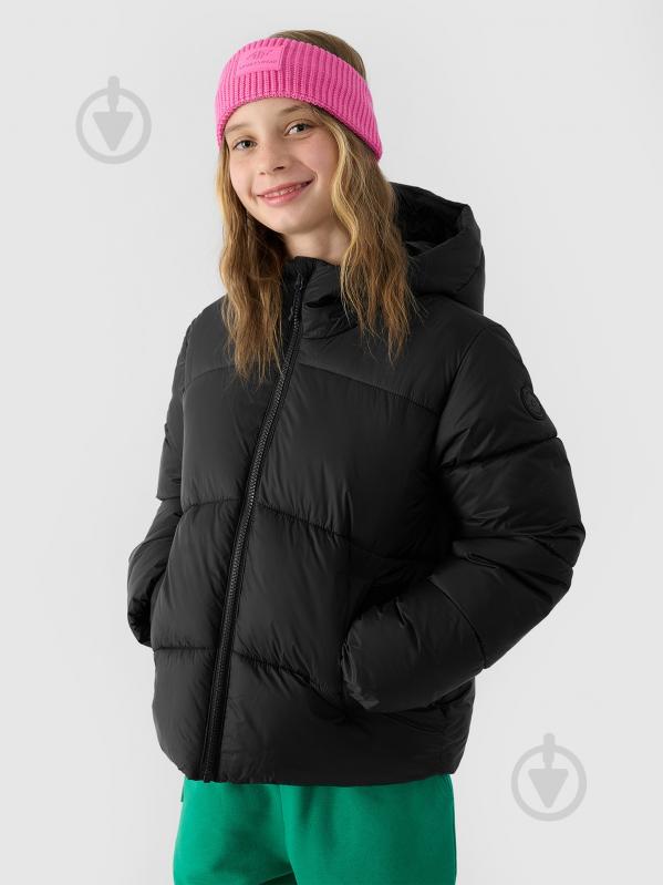 Пуховик для дівчаток зимовий 4F DOWN JACKET F450 4FJWAW24TDJAF450-20S р.140 чорний - фото 1