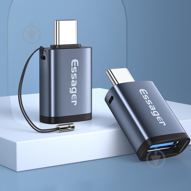 Адаптер Essager Soray OTG USB Female to Type-C Male USB3.0 Adaptor Grey сірий (EZJAC-SRA0G) - фото 3