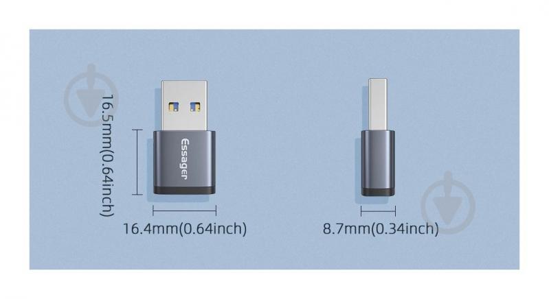 Адаптер Essager Soray OTG Type-C Female to USB -A Male USB3.0 Adaptor Grey серый (EZJCA-SRB0G) - фото 8