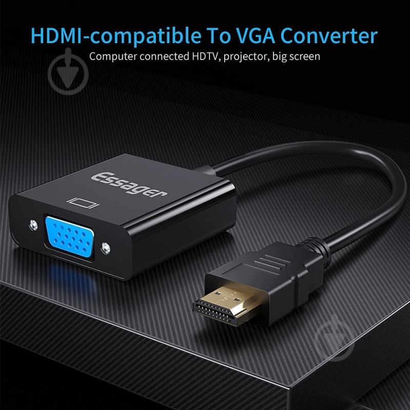 Конвертер Essager Phantom HD Convertor HDMI to VGA Black 0,06 м чорний (EZJHV-HY01) - фото 3