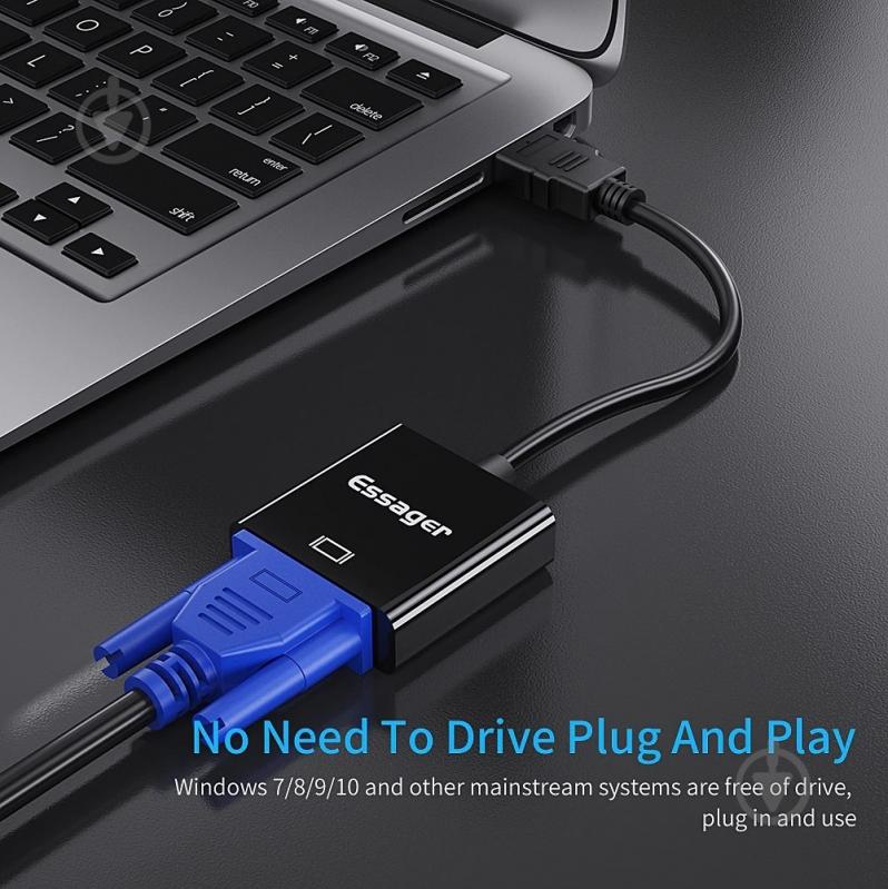 Конвертер Essager Phantom HD Convertor HDMI to VGA Black 0,06 м чорний (EZJHV-HY01) - фото 5