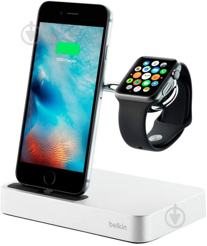 Док-станція Belkin Charge Dock для iWatch + iPhone (F8J183vfSLV) - фото 3