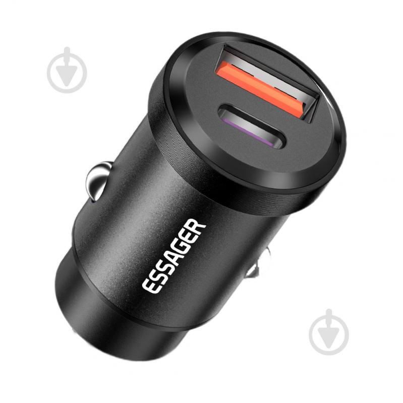 Автомобильное зарядное устройство Essager Gyroscope Mini Charger 30W Black (ECCAC-TL01) - фото 1