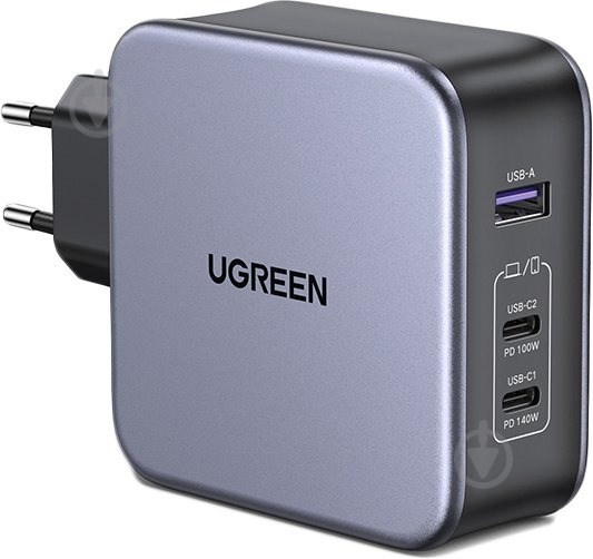 Мережевий зарядний пристрій UGREEN CD289 GaN Fast Charger 140W with Cable (90549) - фото 1