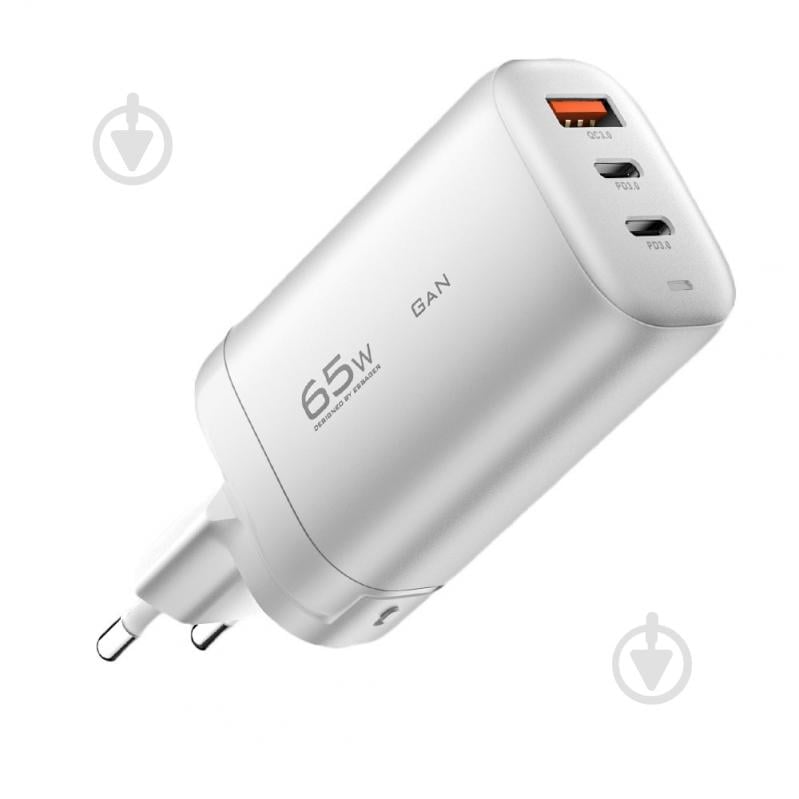 Зарядний пристрій Essager Shining 65W GaN Travelling Charger 2 Type-c+USB-A EU White (ECT2CA-MYB02) - фото 1