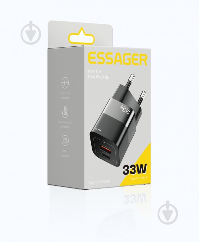 Зарядний пристрій Essager Square Brick GaN Travel Charger 33W Black (ECTCA-FZB01) - фото 9