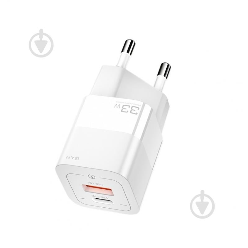 Зарядний пристрій Essager Square Brick 33W GaN Travel Charger USB A+ Type-C EU White (ECTCA-FZB02) - фото 1