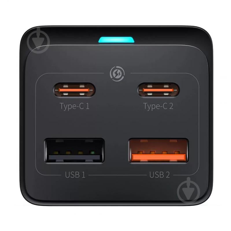 Зарядний пристрій BASEUS GaN3 Pro Desktop Powerstrip AC+2U+2C 65W EU (With Cable Type-C to Type-C 100W 20V/5A 1m - фото 4