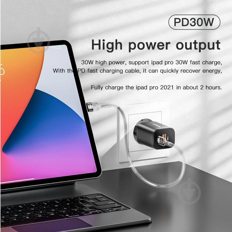 Зарядний пристрій Essager Journey Fast Charger PD+QC 30W Chager USB A+ Type-C EU White (ECTPQS-ZTB02) - фото 3