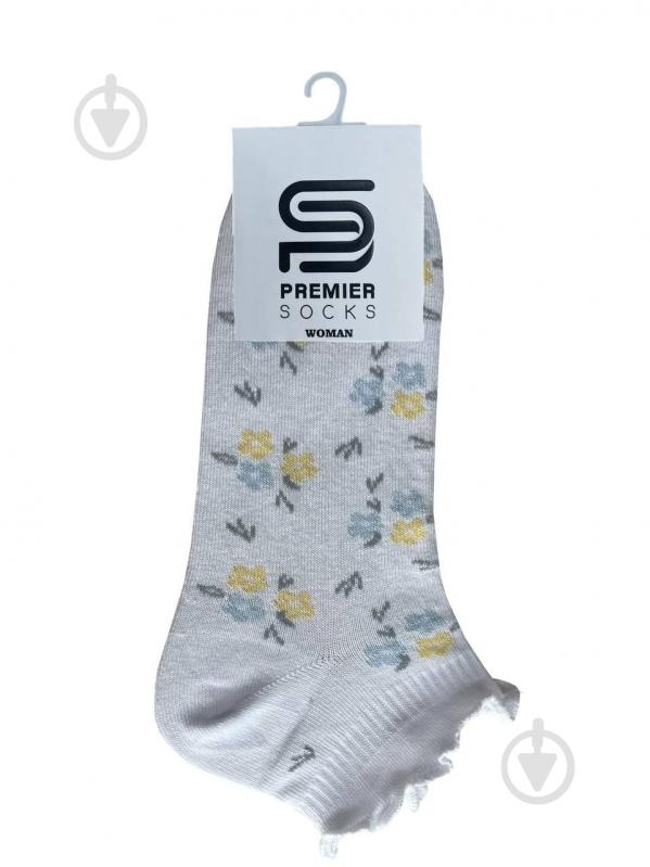 Носки женские Premier Socks мелкие цветы с рюшем на резинке р.23-25 белый - фото 1